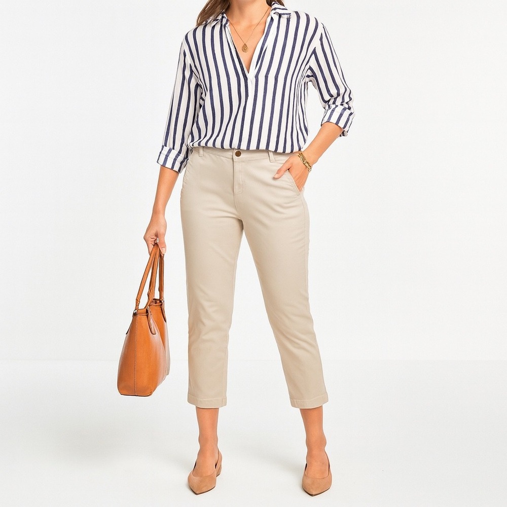 Kut From The Kloth Gwen Relaxed Trouser Pants‎ Tan Khaki Cropped Women's Size 4